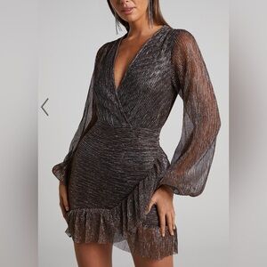 Showpo. | Dresses | Showpo Brown Ruched Plunge Sheath Dress | Poshmark
